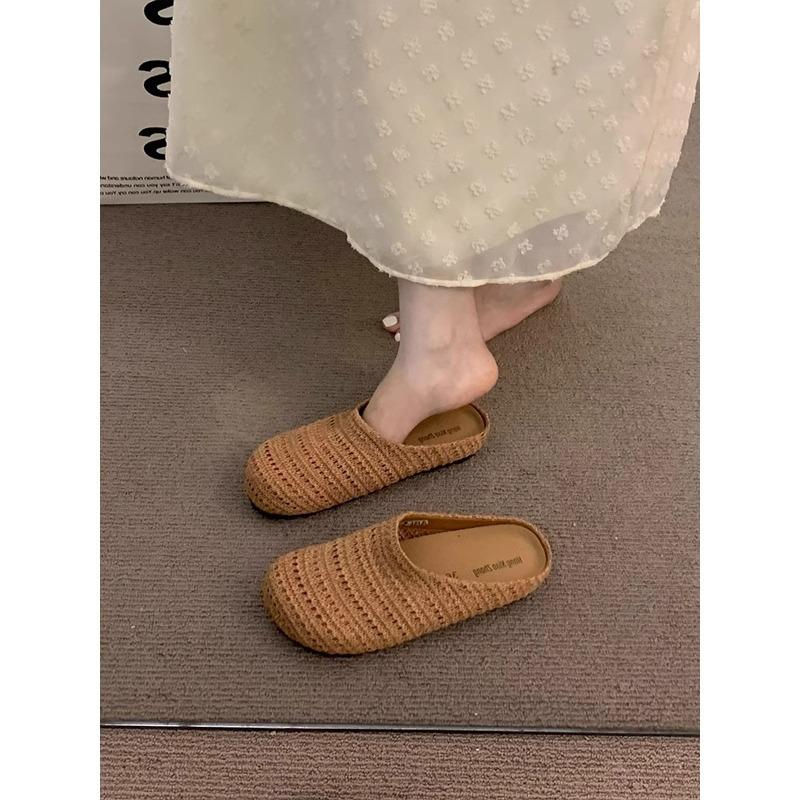 Late evening wind platform bohemian boken shoes women's outer wear 2025 spring and summer vacation one pedal bag head half drag single shoes