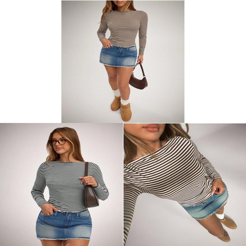 Street Style Striped T Shirt For Women With Polyester Fabric For Casual Wear