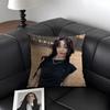 A-Aespa Korean Group Cushion Cover Natural Linen Organic Fabric Double-Sided Printing Sofa Home Decor Gift Pillow Case