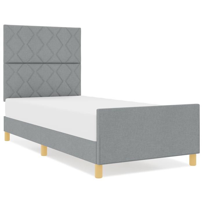 Cadre de lit gris clair vidaXL 90x190 cm en tissu 3344767