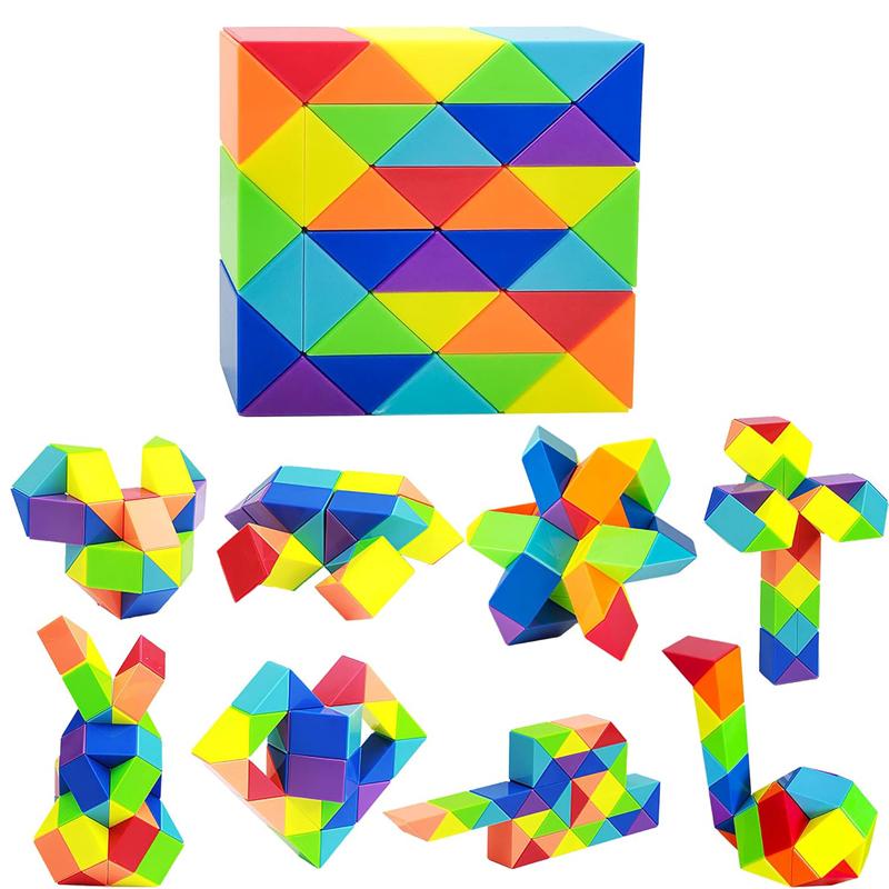 Magic Snake Cube Twist Puzzle 72/48/36/24 Wedges Brain Teaser Games For Kids Montessori Educational Toys Spielzeuge Kinder