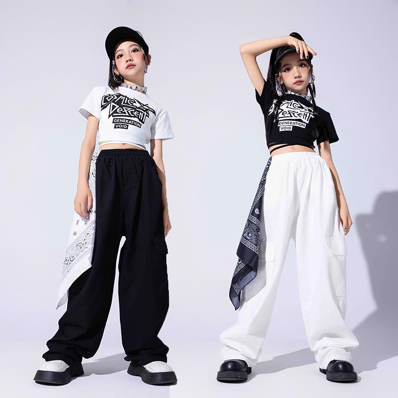 Girls' Trendy Jazz & Hip Hop Dance Costume - Crop Top & Street Dance Set for Kids
