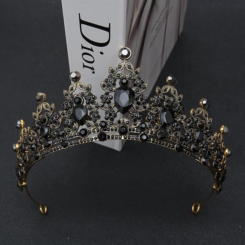 Black Retro Simple Elegant Crown Bridal Tiara for Women Princess Adult Birthday Crown Children's Hair Accessories