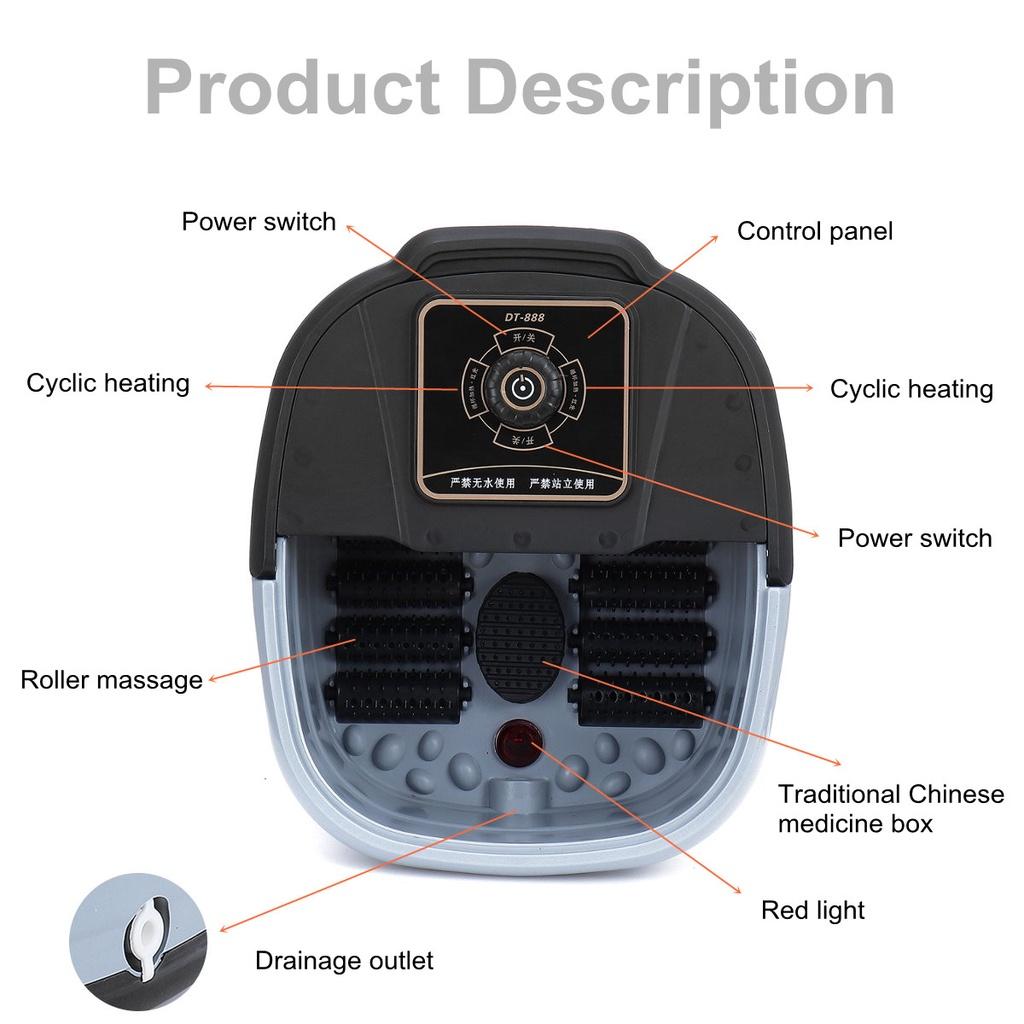 Electric Foot Spa Bath Massager Rolling Vibration Heat Electric Oxygen Bubbles For Relieve Pressure Relaxation 500W