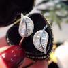 Exquisite Leaf-Shaped Zircon Open Ring Shiny Crystal CZ Engagement Rings Wedding Party Daily Wear Jewelry Gift for Women