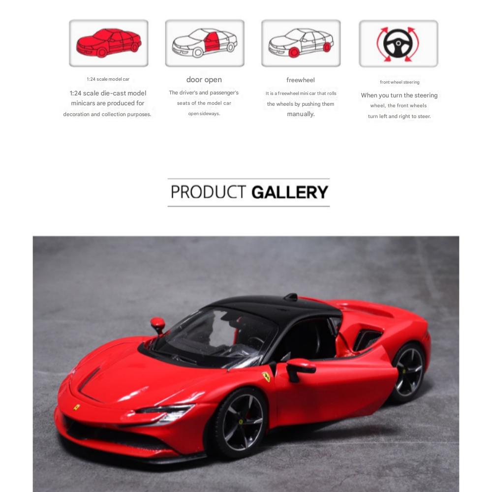 Brago 1:24 Ferrari Stradale SF90 Samochód Odlewany Ciśnieniowo, Czerwony, 1 Sztuka