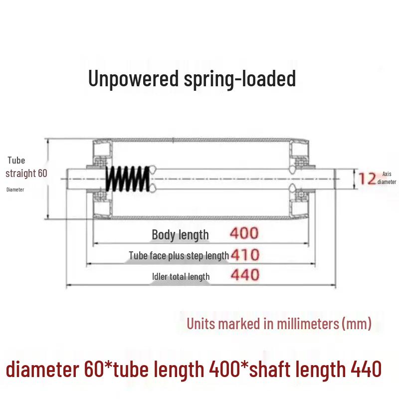 Leichte verzinkte Edelstahlrolle - Nicht angetrieben 25/38/50/60mm Leerlaufrolle für Förderbänder