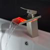 LED Copper Cold/Hot Water Tap Faucet with Single Orifice Square Flume Outlet for Bathroom Decoration