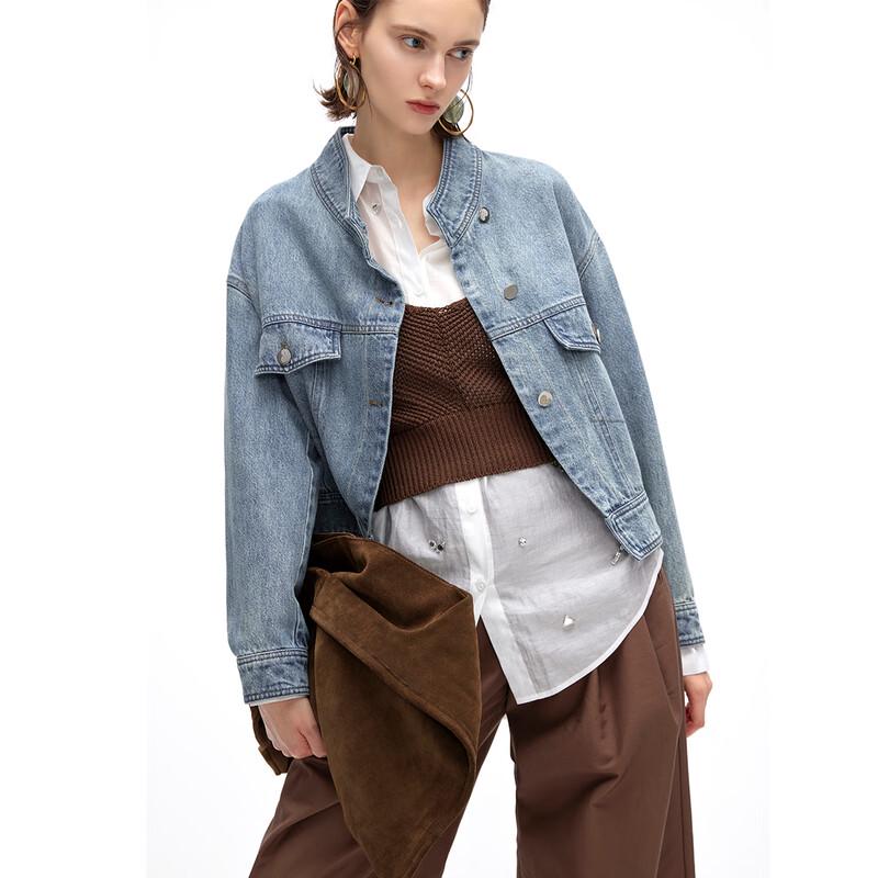 

Women s Retro Irregular Hem Denim Jacket S