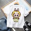 Labubu Cartoon Children's Short Sleeved T-shirt Casual Top Unisex Summer Round Neck Printed Girls' Clothing
