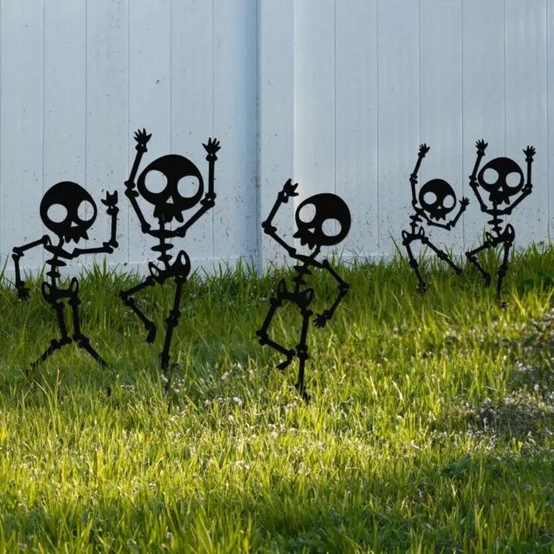 Outdoor Halloween Dancing Skeleton Metal Garden Silhouette