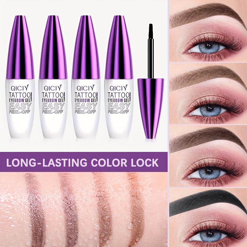4-Farben Tattoo Peel Off Augenbrauen Gel Tönung, Semi-permanente Augenbrauentönung Wasserdicht Abriebfest für voller und definierter aussehende Augenbrauen