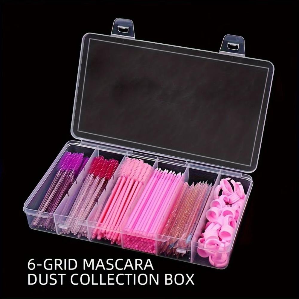 Snap Lid Eyelash Extension Storage Box 6-Compartment Storage Container  Glue Tweezers Tool