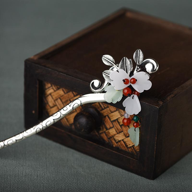 Temperament Leaves and Flowers Ancient Silver-alloy Hairpin