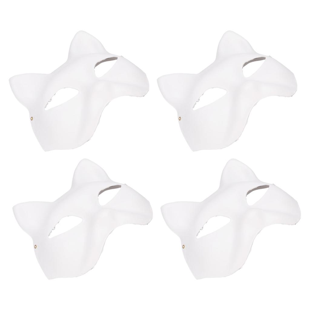 10PCS Cat Therian Face Cover Paper DIY Hand Painted Blank Animal Cat Half Face Cover with Fur and Eye Mesh for Cosplay Party