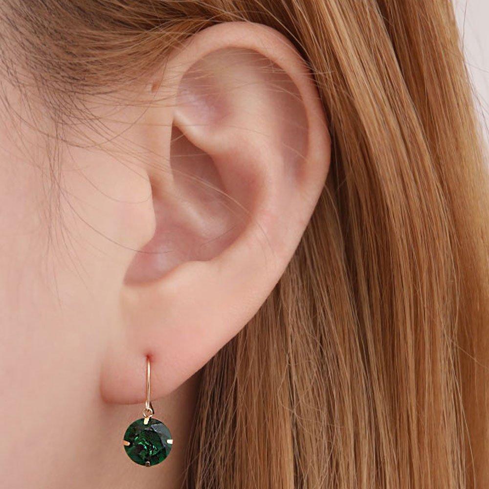14K Gold Earrings May Emerald