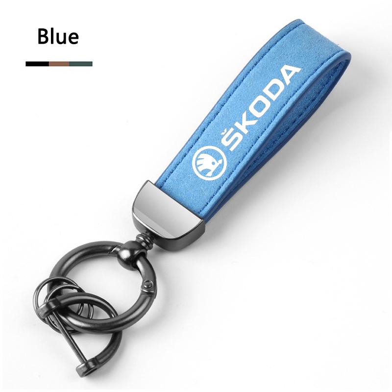 HAZJ3 Luxury Leather Car Keychain Auto Logo Keyring Accessories Women Men Gifts For Skoda Yeti VRIS Octavia A5 A7 Karoq Kamiq Fabia