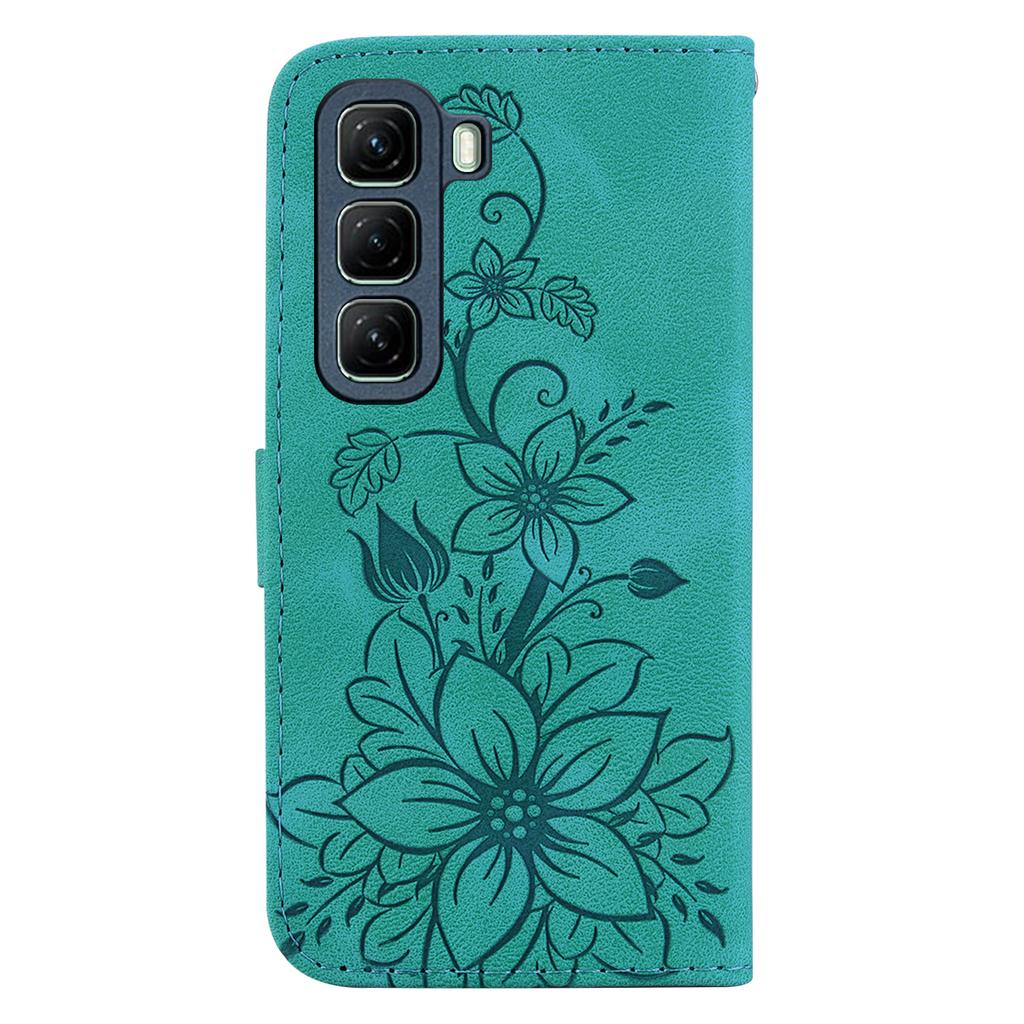 For Infinix Hot 50 5G Case Lily Flower Imprint Leather Phone Cover with Stand