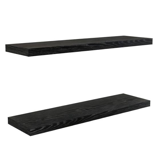 2Pcs/Set Wooden Floating Shelves Wall Mounted Storage Display Shelves Rustic Floating Wall Shelves for Bathroom Bedroom Living Room Kitchen Decor