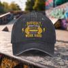 Difficult Means Work Hard Fitness Baseball Cap Distressed Washed Outdoor Adjustable Cotton Cap