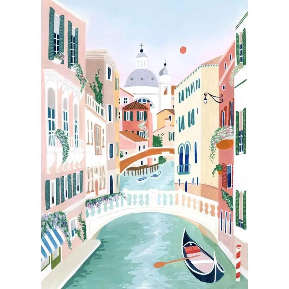 World Travel City Poster Landscape Greece Italy Florence Paris France Canvas Print Painting Wall Art Living Room Home Decorative
