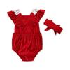 Toddler Newborn Baby Sleeveless Lace Romper Jumpsuit+Headbands Set Outfit