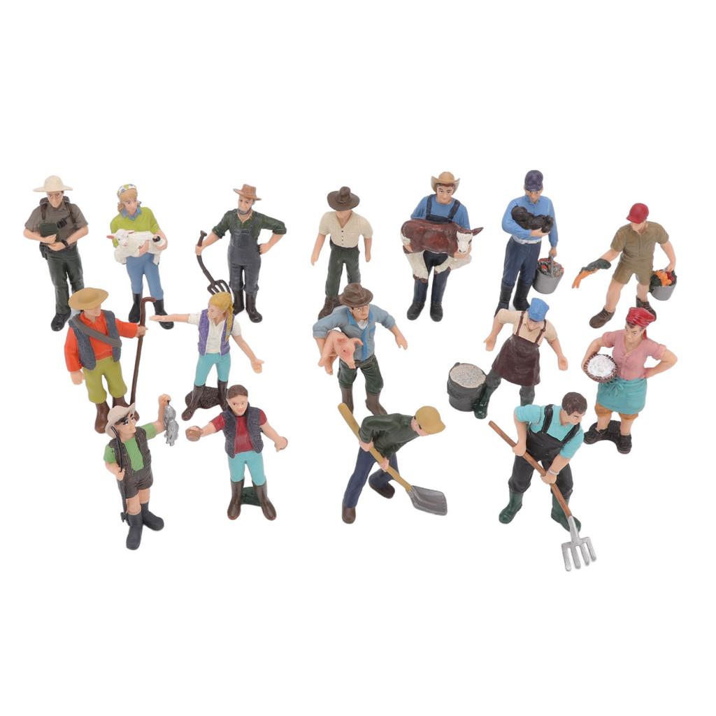 16pcs Farm Character Model Colorful DIY Role Playing Vivid Exquisite Farmer Miniature Toy for