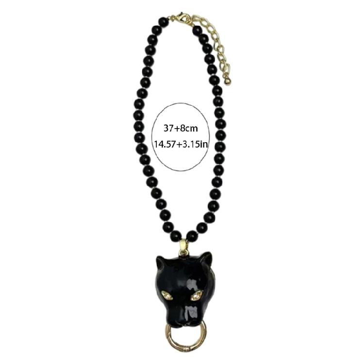 Pearls Necklace Enamel Leopard Head Pendant Clavicle Chain Women's Luxury High End Jewelry for Parties And Event