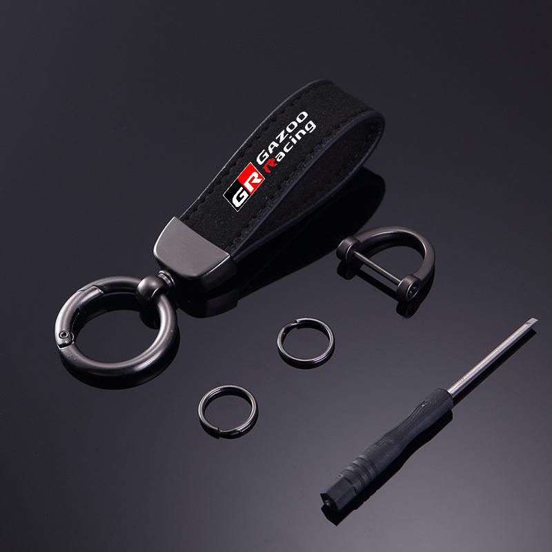 

Leather Car Keychain Key Rings Pendant Gifts Holder For Toyota GR Sport Gazoo Racing Hilux Corolla Rav4 Yaris Prius Accessories