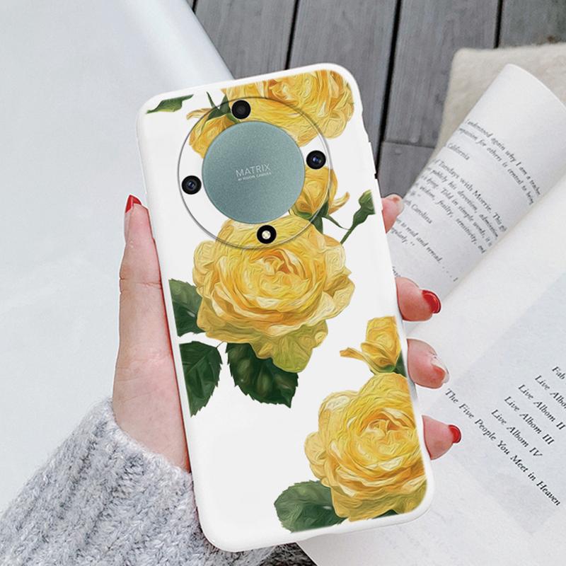 

For Honor X9a X9b X9c X7c X6a X6b X7a X8a X8b X8 Magic 5 6 7 Lite oilPainting Flowers Butterfly Phone Case Korean Shockproof TPU Honor X8 4G
