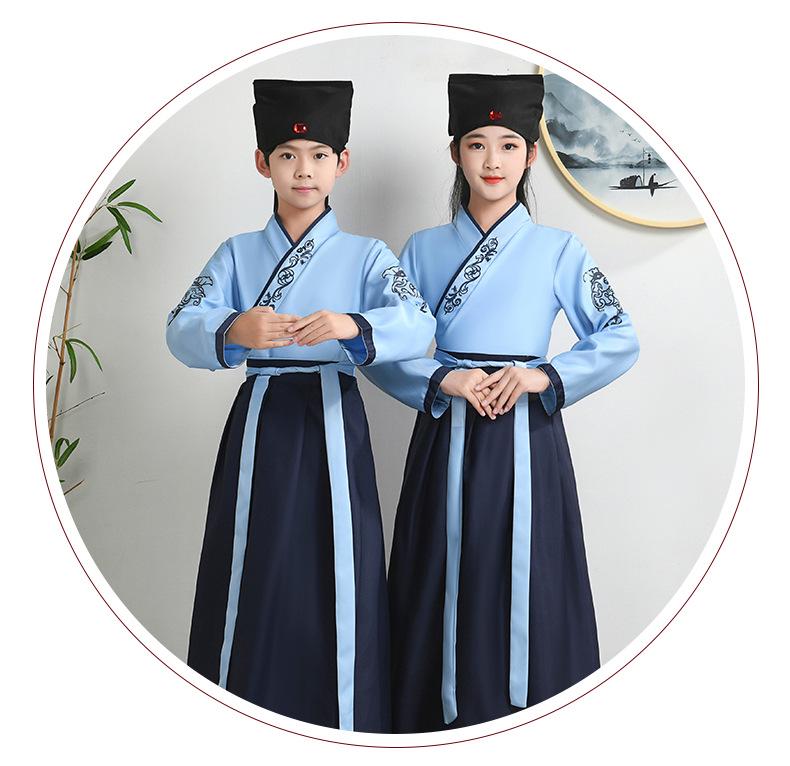Hanfu Children's Traditional Costume: Boys' National Studies and Girls' Ancient Ruqun Tang Suit for School Performances.