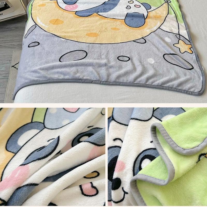 Flannel Plush Nap Blanket, Baby & Toddler Outdoor Blanket, Cute Cartoon-Printed Light Blanket for Air-Conditioned Rooms