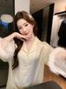 Luxurious Lace Patchwork Ice Silk Nightgown - Feather Lace Five-Point Sleeve Boyfriend Shirt Pajamas