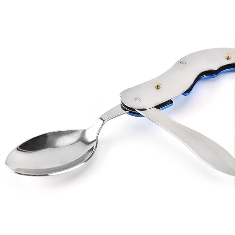 Ensemble de vaisselle d'extérieur 4 en 1, fournitures de cuisine de Camping, cuillère en acier inoxydable, Kits de poche pliables, pique-nique à domicile, randonnée, outils de voyage