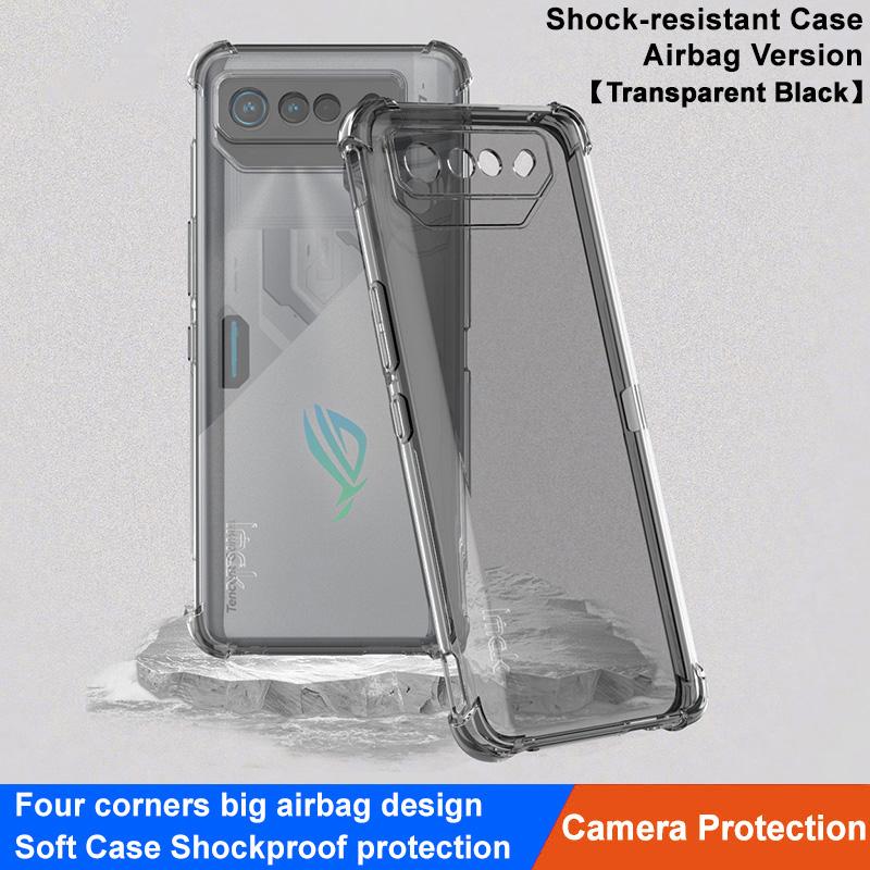 

IMAK For Asus ROG Phone 7 5G/Phone 7 Pro/Phone 7 Ultimate 5G Phone Case Airbag Cushion Corner TPU Clear Cover Transparent Black