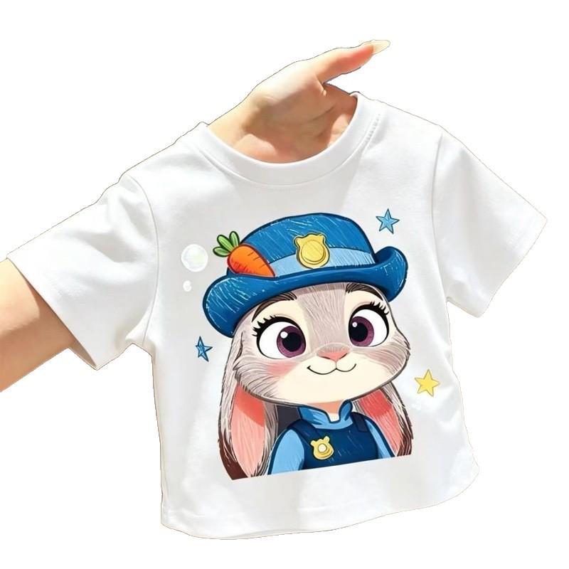 2026 Crazy Animals Cartoon T-Shirt for Girls - Round Neck, Short Sleeve, Summer Style