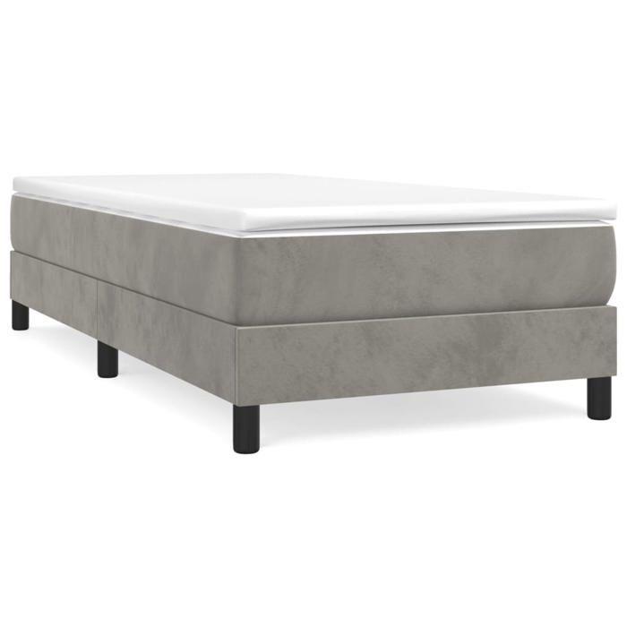 Cadre de lit avec matelas - Maison Exclusive - Velours gris clair - 80x200 cm - Relaxation maximale