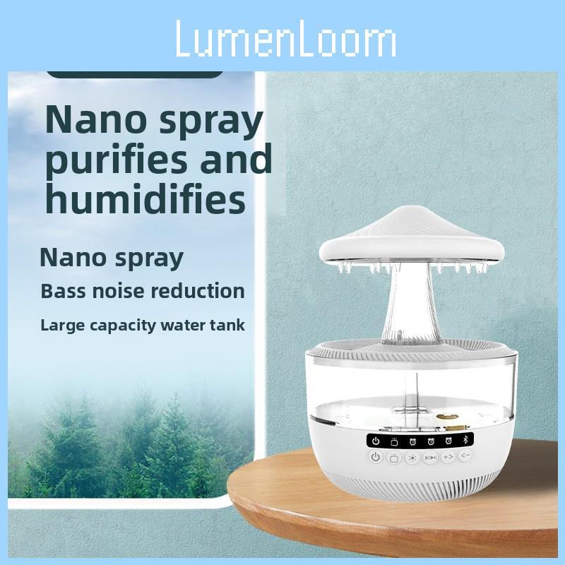 Cloud Rain Droplets Ultrasonic Humidifier With Bluetooth Speaker For Bedroom Relaxation