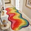 Alfombras Irregulares de Colores Sin Pelusa Pasillo Moderno Runner Alfombra Plegable Suave Antideslizante Fácil de Limpiar Lavable Suelo Estilo Fresco Felpudos
