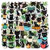 10/30/50pcs Cute Plant Black Cat Cartoon Stickers Waterproof Graffiti Phone Case Bike Kawaii Decoration Sticker Toys Gifts
