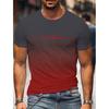 Summer Fashion Men's Clothing Trendy Design Gradient Color Letter Print T-Shirt Top Breathable Soft Short Sleeve Menswear