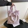 2025 spring and summer new mesh shoulder bag fairy wind lotus leaf edge handbag female vacation sewn chiffon tote bag