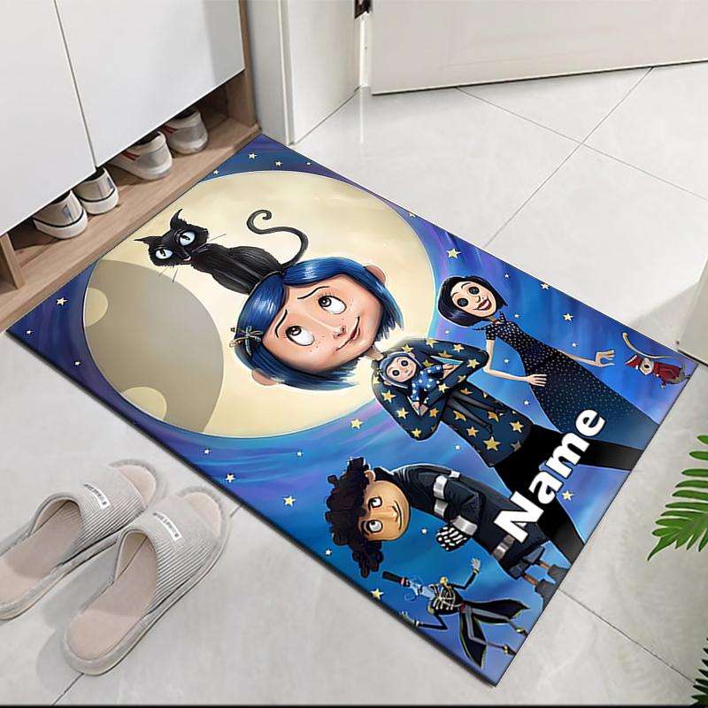 Custom Name Coraline Printed Carpet, for Office Chair Living Room Bedroom Kitchen Room Decor Gifts.