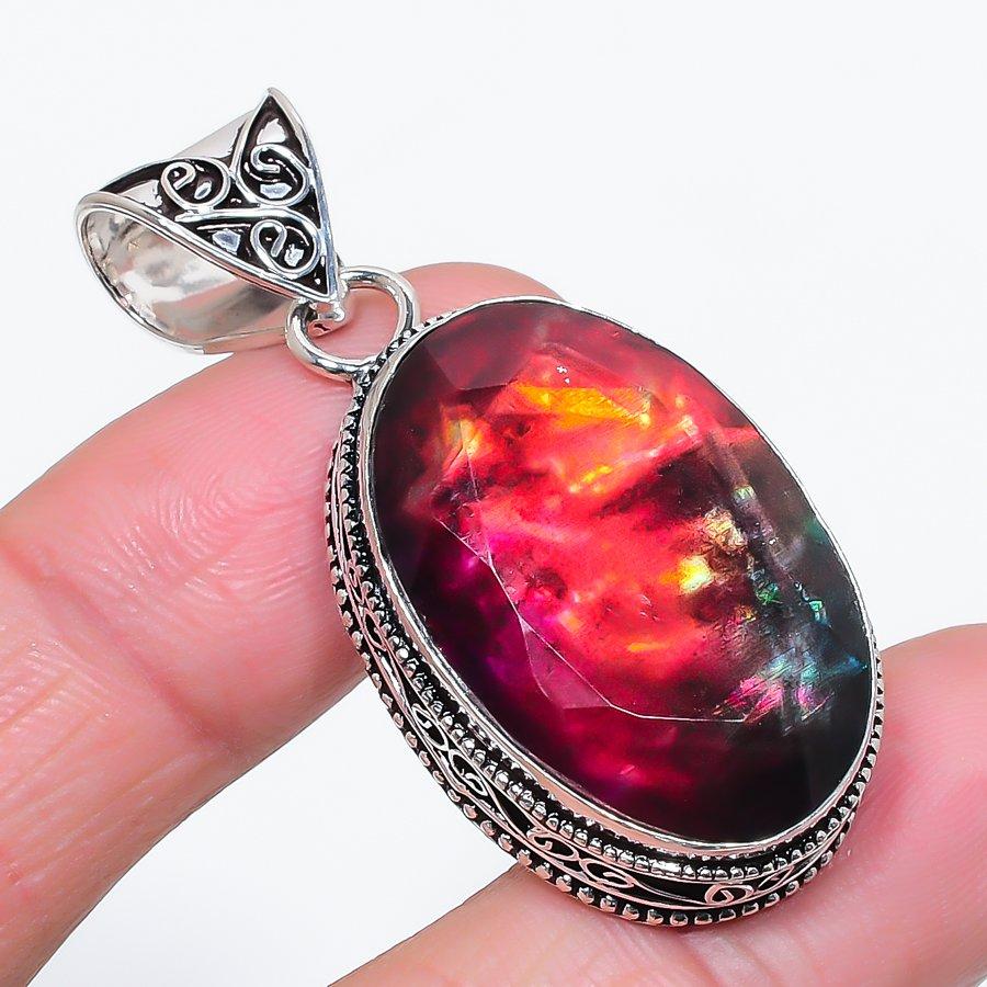 

Natural Ammolite Gemstone 925 Sterling Silver Jewelry Pendant 2.01 y9W30