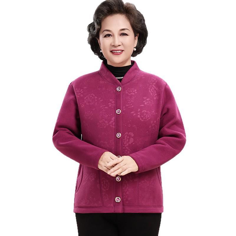 Winter Warm Velvet Cardigan for Middle-aged and Elderly Women
