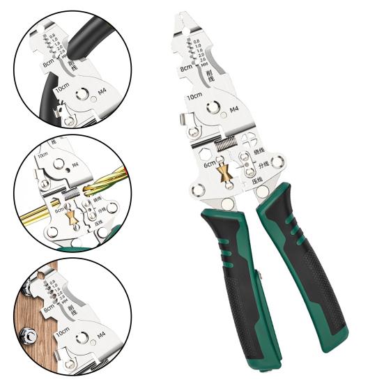 Multi-function Wire Stripper Electricity Tester Folding Wire Stripping Pliers Crimper Cutter Ergonomic Handle Portable