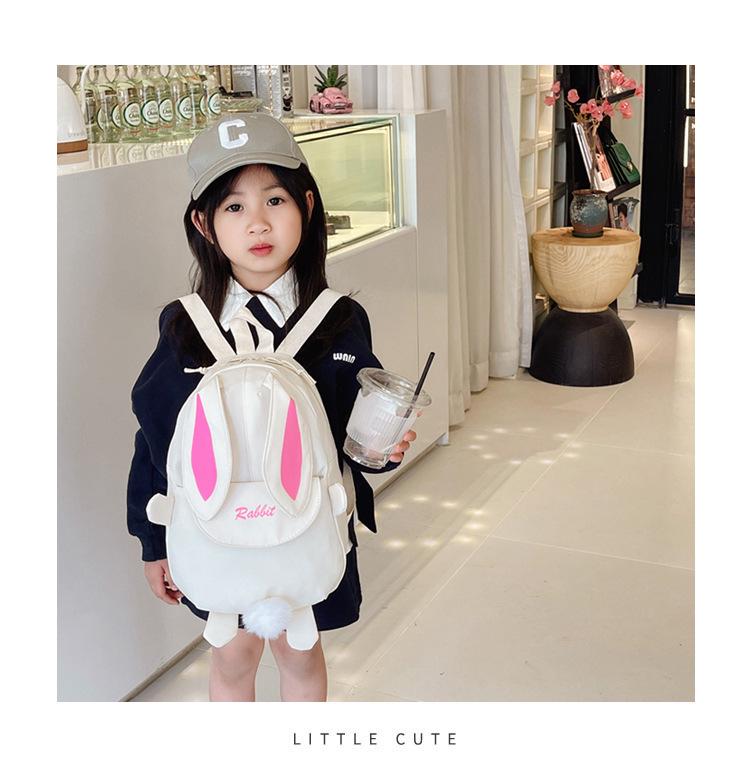 Girls' Cute Rabbit Backpack - Korean Style, Double Shoulder School Bag