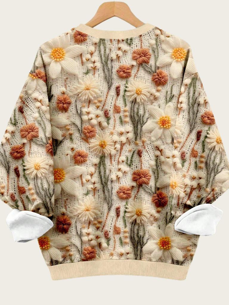 2025 European & American Women's Plus Size 3D Print Casual Pullover Sweatshirt for Autumn/Winter