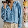 Women's Fashion Casual Autumn Winter Long Sleeve V-Neck Blouses & Shirts