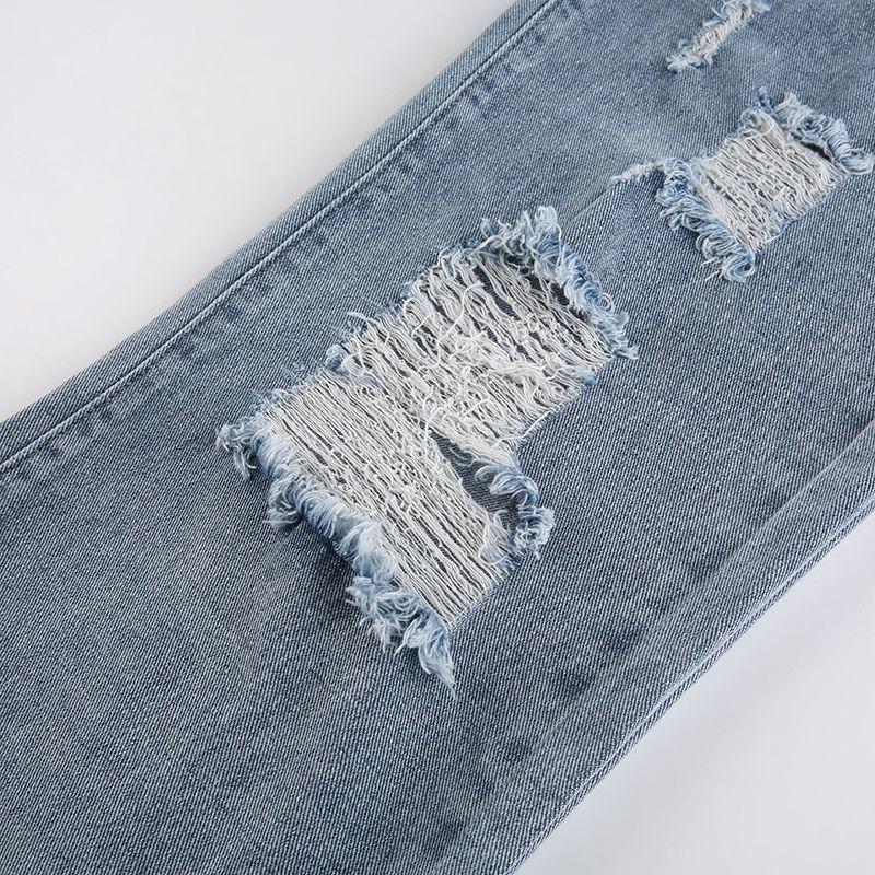Pantalon Jean Déchiré Femme Y2K - Taille Haute, Coupe Baggy - Style Streetwear Confortable